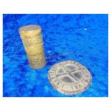 Old naval emblem and old medicine metal can