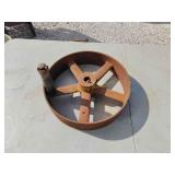 Old metal pulley outside