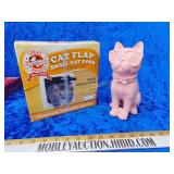 New cat door and statue