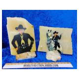 Hopalong Cassidy painted on stone signed campy 040