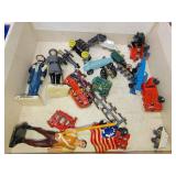 Cigar box full little metal toys and soldiers are