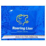 Roaring lion energy drink metal and boss sign