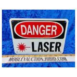 Metal danger laser sign