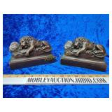 Rare antique Swiss guard bronze lion bookends