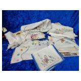 Vintage embroidered table runners and