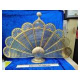 Seashell brass fireplace screen