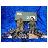 Vintage Gi-joe box,guns, figures