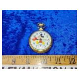 Mickey mouse pocket watch with train on back
