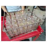 Vintage milk bottle crate full glass milk bottles