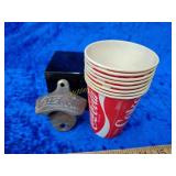 Coke bottle opener and wax cups