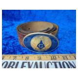 Freemason belt buckle and belt 42"
