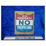 Vintage plastic US property no trespassing sign