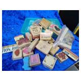 Craft box full of stamps and miscellaneous