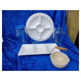 Miscellaneous platters and glass pictures and