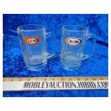 Two A&W root beer glass mugs