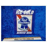 Pabst Blue ribbon served here sign metal