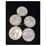 5x Silver Quarters