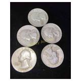 5x Silver Quarters