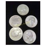 5x Silver Quarters