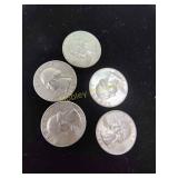 5x Silver Quarters