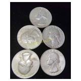 5x Silver Quarters