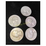 5x Silver Quarters