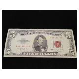 1963 Red seal 5 dollar bill