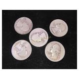 5 Silver Quarters