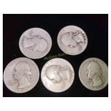 5 Silver Quarters
