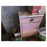VINTAGE METAL CABINET WITH PUSH BUTTON DOOR