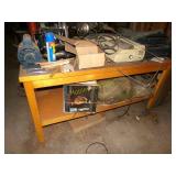 HEAVY DUTY TABLE WITH MISC ITEMS