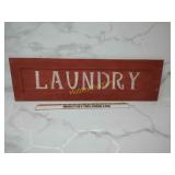 Heavy wooden laundry sign