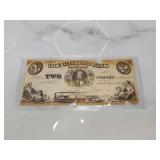 Rare Gosport Indiana 2 dollar bill 1857