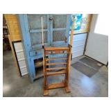 Vintage oak billiards room pool stick and ball