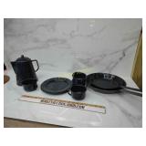 Large enamel camping set