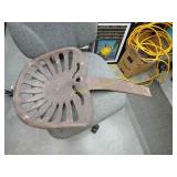 Heavy old cast iron tractor implement seat