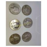 6x Silver quarters