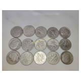 15x Roosevelt silver dimes