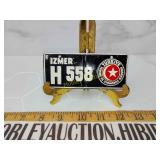 Vintage post cereal metal license plate