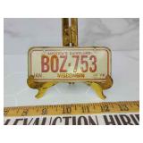 Vintage post cereal metal license plate
