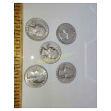 5 Silver Quarters