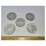 5x Silver quarters