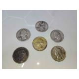 6x Silver Quarters