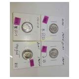 4x 1964 d Silver dimes