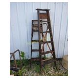 2 wooden ladders