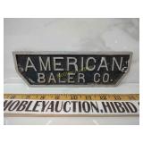 Cast aluminum American Baler company sign