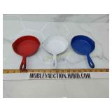 Red white and blue cast iron pans can not tell if