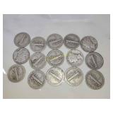 15x Mercury Silver Dimes