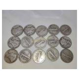 15x Mercury Silver Dimes