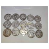 15x Mercury Silver Dimes